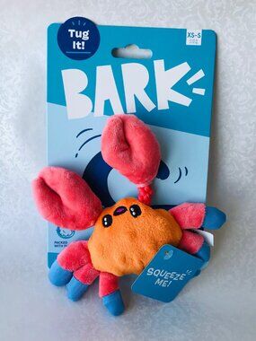 Bark Box sally bitefoot crab 6.5" Pull through T-shirt rope Squeeze  Dog Toy